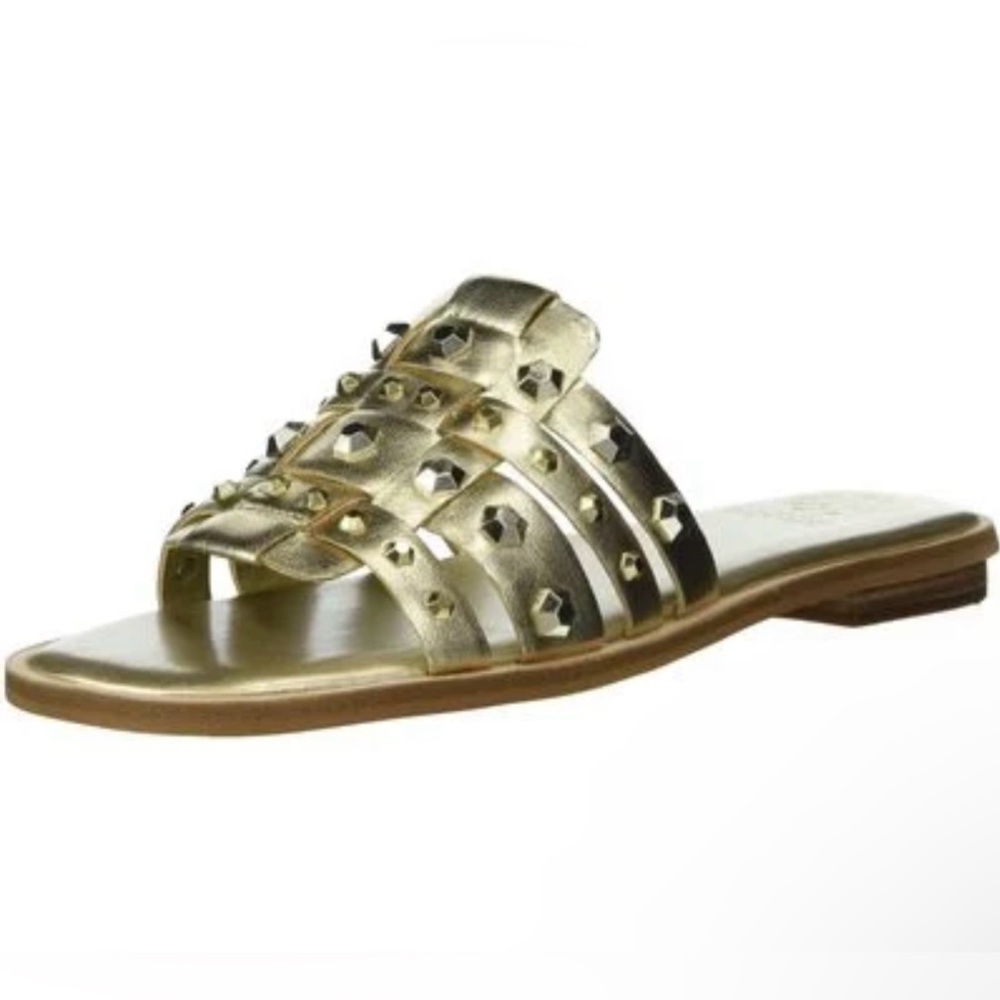Vince Camuto Neverna Studded Leather Flat Slide Sandals